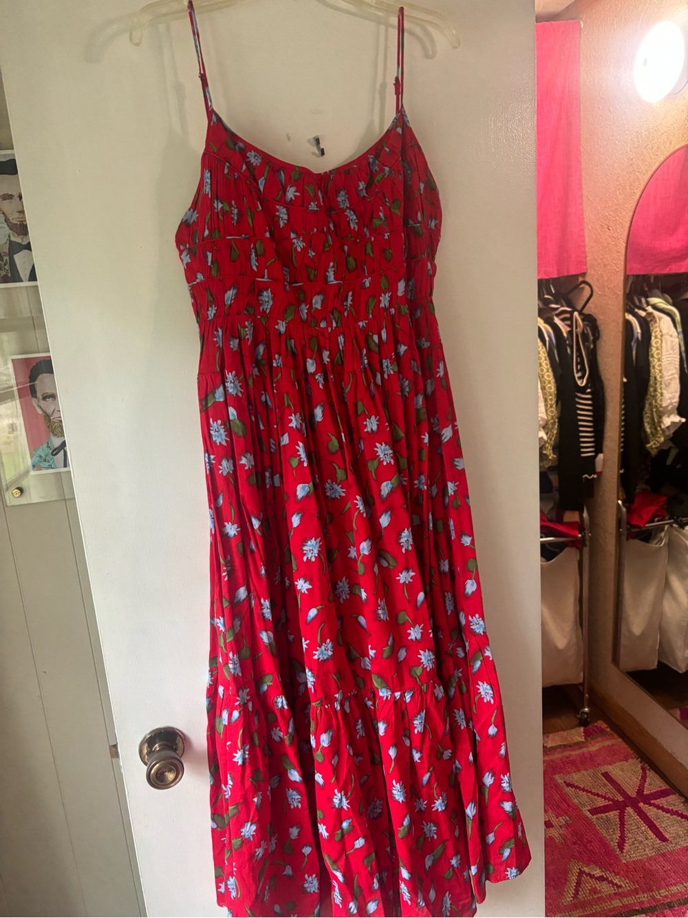J. Crew Red Floral Midi Sundress